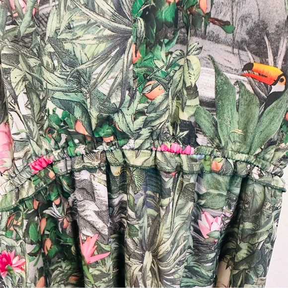 H&M Conscious Collection green floral maxi dress 4 - Picture 4 of 5